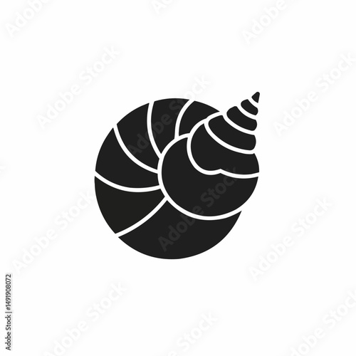 Abstract black spirals forming a partial shell shape in bottom right corner