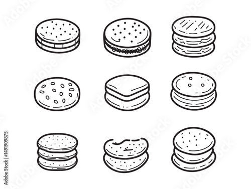 Creative biscuit line art design for digital artwork