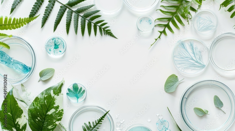 Botany lab plant samples in petri dishes, research Botany lab plant samples in petri dishes, research