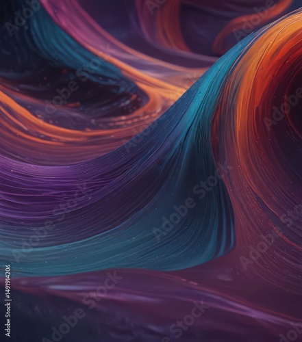 Vibrant  flowing abstract wave texture  Deep hues  dynamic curves   smooth  color  aesthetic