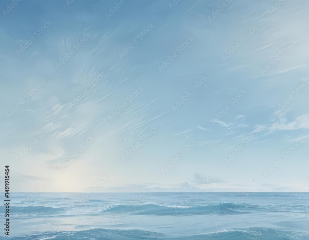 Fototapeta premium Serene light blue watercolor wash, subtle texture, calming ocean feel , design, tranquil