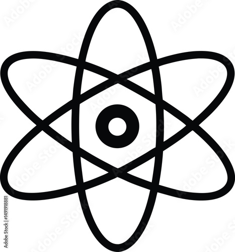 Atomic Nucleus Icon Outline Vector Illustration