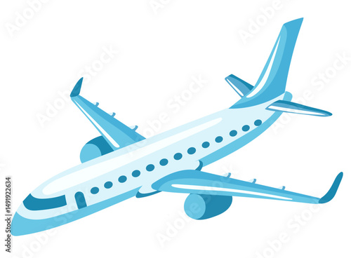 Airplane Vector Illustration. Commercial Jet Plane. Airplane in Flight. Modern Aircraft Isolated Vector.  
