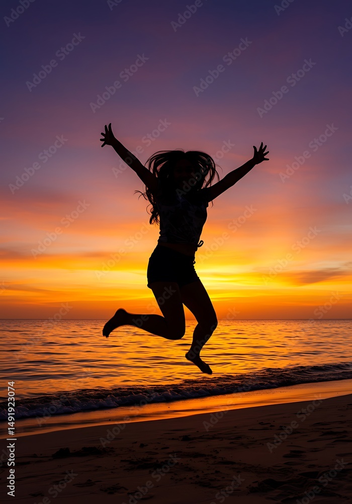 Sunset Leap of Joy AI Generated Sunset Leap of Joy AI Generated