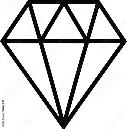 Diamond Icon Outline Vector Illustration