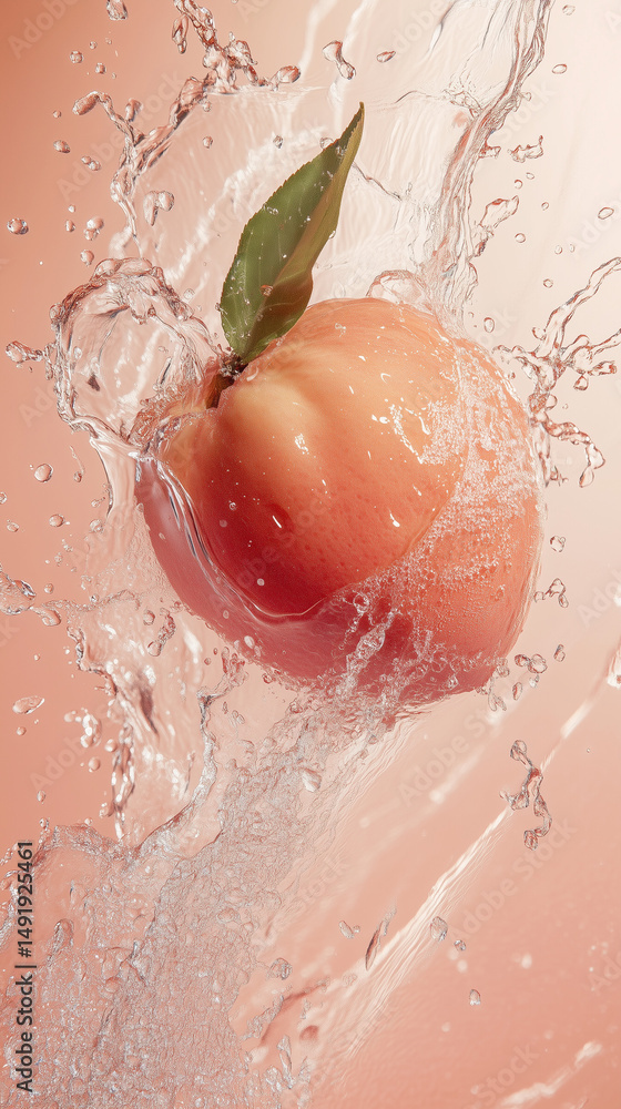 Fototapeta premium Peach splash with vibrant colors