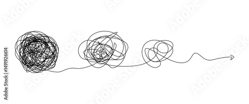 Continuous one line drawing of chaos tangle. Problem Solving Concept. Vector Business Illustration.	