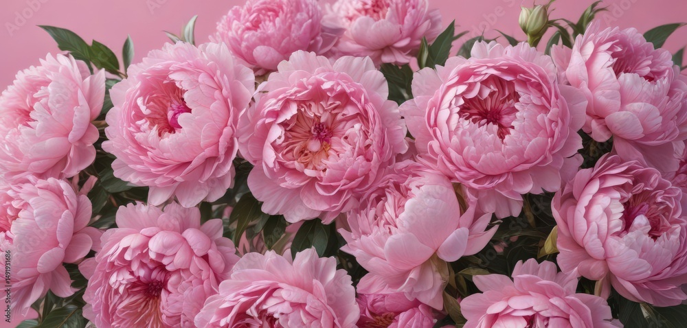 Tightly packed pink peonies, gentle pink backdrop, elegant, romantic, feminine Tightly packed pink peonies, gentle pink backdrop, elegant, romantic, feminine
