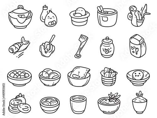organic bone broth hand drawn line art vector