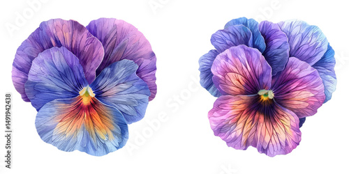 pansy flower watercolor vector illustration