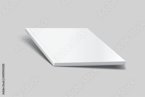 Vector realistic 3d magazine mockup with white blank cover isolated on background. For the business presentation magazine, notebook, booklet, brochure, catalogue or a publisher advertising corporate
