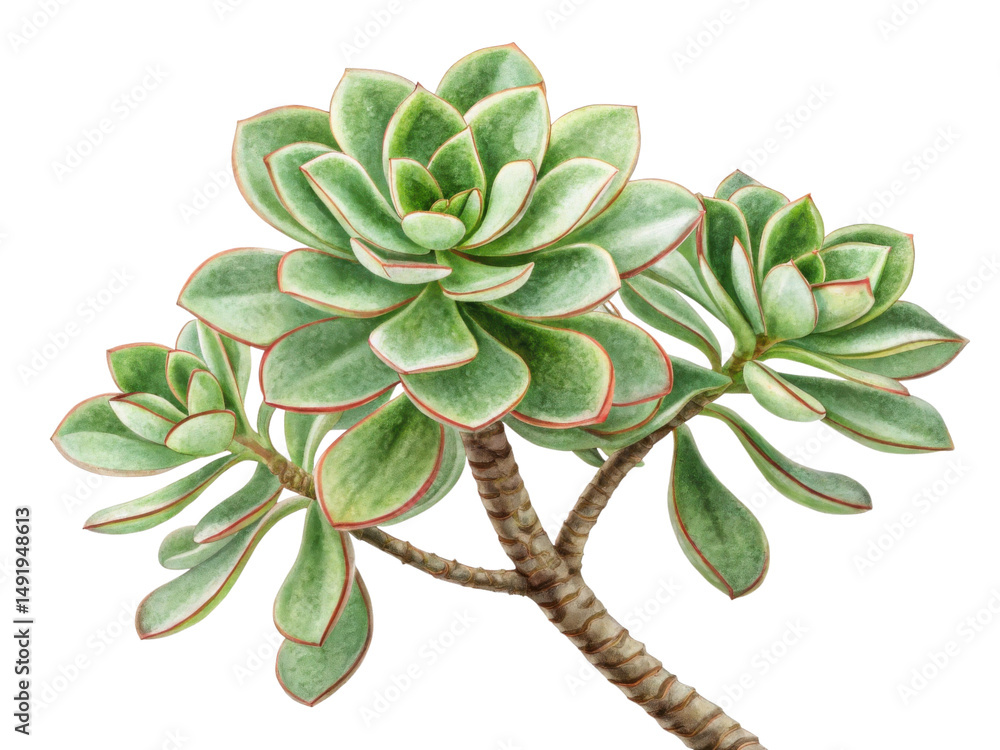 Fototapeta premium Crassula ovata undulata houseplant showcases vibrant green leaves with unique wavy edges creating stunning visual appeal in any space