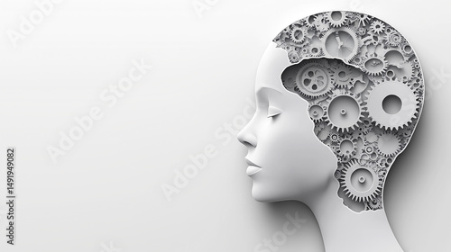 human head with gears inside . Generative AI