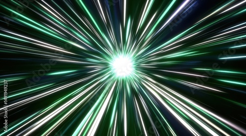 Abstract, vibrant radial lines converge to bright center