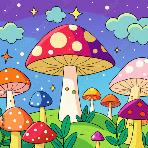 seamless background with mushrooms