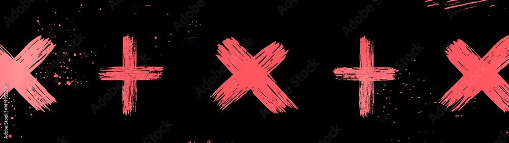 Obraz premium Red Crosses and Pluses on Black Background