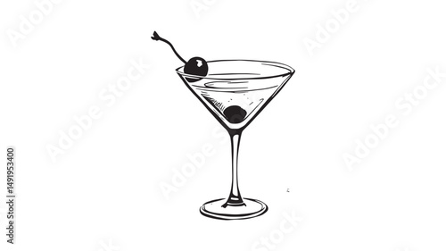 Cosmopolitan in Martini Glass line art sketch