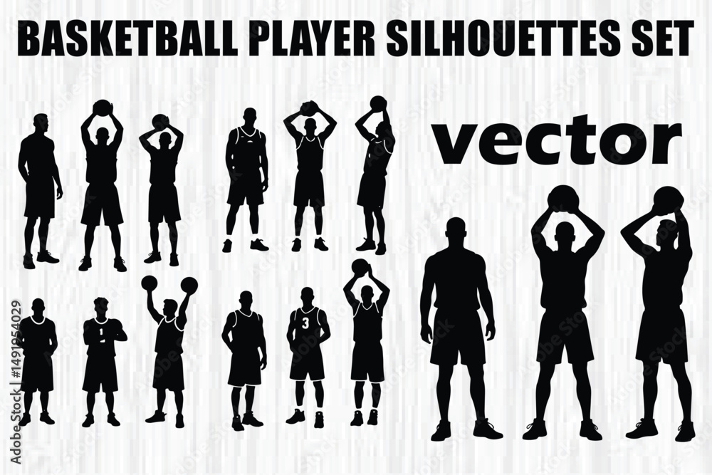 Silhouettes of Basketball Set Silhouettes of Basketball Set