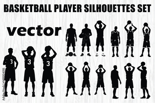 Silhouettes of Basketball Set 