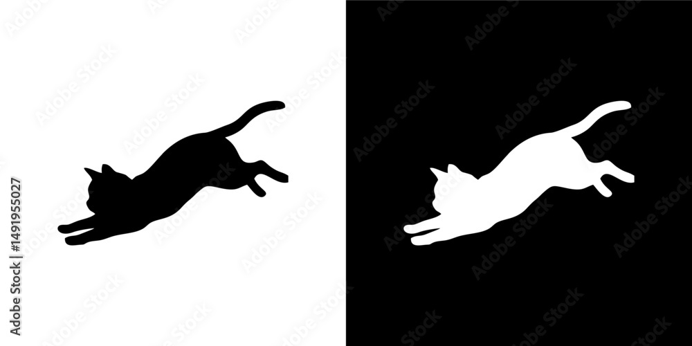 Fototapeta premium cute cat silhouettes in various poses. Perfect for t-shirt prints, stickers, and pet-related designs.