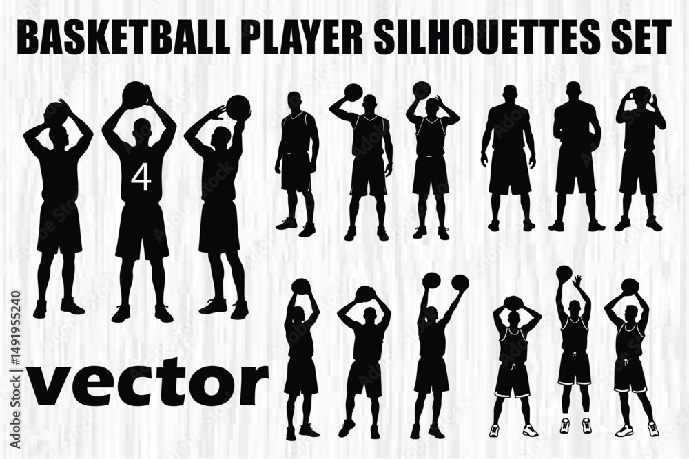 Silhouettes of Basketball Set Silhouettes of Basketball Set