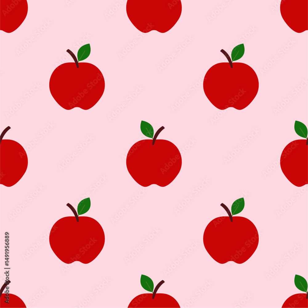 Cartoon red apple seamless pattern Cartoon red apple seamless pattern