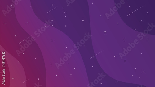 Abstract Purple Gradient Night Sky Background with Stars and Shooting Stars