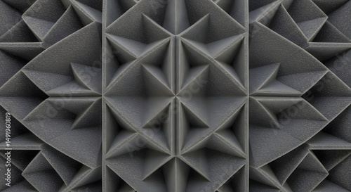 Geometric Acoustic Foam Panel: Abstract Grey Texture Design