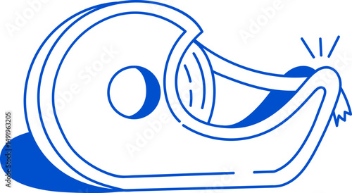 Blue Tape Dispenser Line Art Illustration