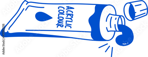 Illustration of Blue Acrylic Paint Tube