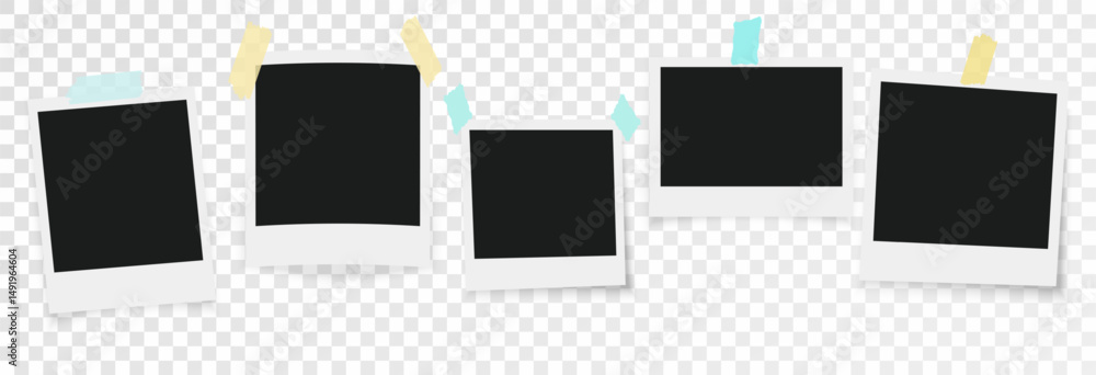 Photo frames with shadow, template background for photography, polaroid photo frames collection, vector png on transparent background. Blank photo frame mockup. Photo frames with shadow, template background for photography, polaroid photo frames collection, vector png on transparent background. Blank photo frame mockup.
