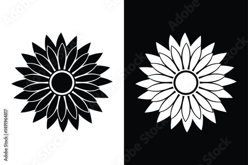 Sunflower Icon silhouette Minimalist Vector Collection design