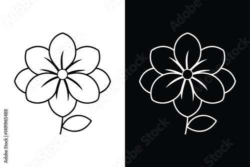 Black and White Violet Drawing. Hand-Drawn Floral Vector for Art & Decor