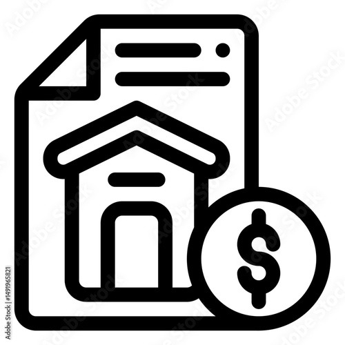 contract sale real estate outline icon and illustration