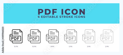 Pdf file icon symbol. Isolated. Vector illustration with editable stroke.