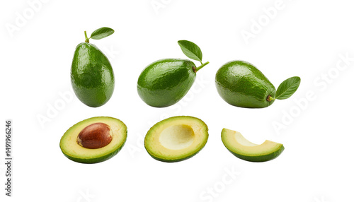 Wallpaper Mural Collection of Fresh Avocados with Leaves on Transparent Background Torontodigital.ca