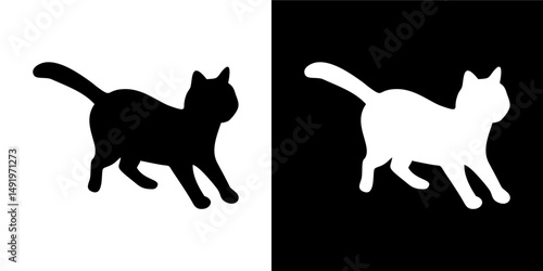 Playful Cat Silhouette Variation 