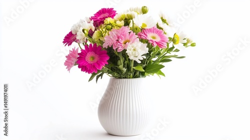 Wallpaper Mural Vibrant floral display in textured vase against pristine white background Torontodigital.ca