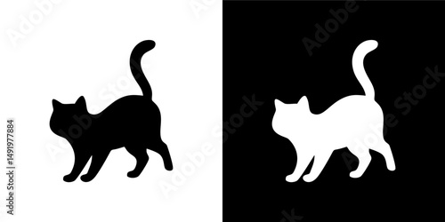 Playful Cat Silhouette Variation 