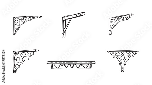 Steel Shelf Bracket line art detailed outline