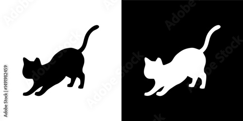 Cat Stretching in Silhouette Variation 