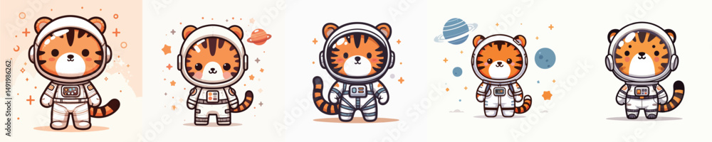 cute tiger vector in astronaut costume cute tiger vector in astronaut costume