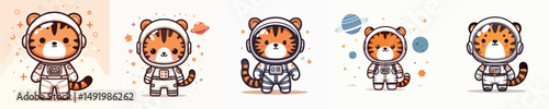 cute tiger vector in astronaut costume