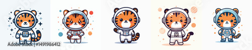 cute tiger vector in astronaut costume