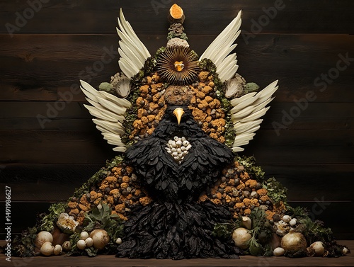 A conceptual and creative pattern has been made from precisely chopped vegetables.