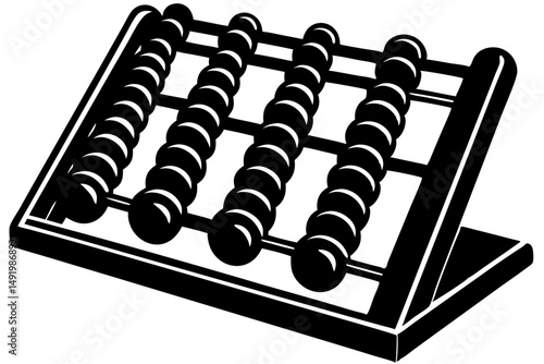 Dynamic silhouette of an abacus from an angle with transparency, abacus, silhouette, black, vector, shape, illustration, design, graphic, calculator, counting, math, education, arithmetic, mathematica
