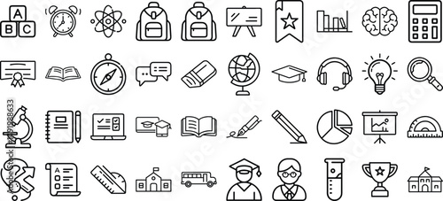set of hand drawn vector education icons