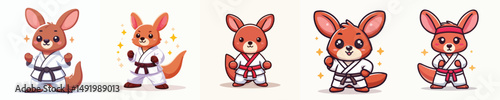 cute kangaroo vector in karate costume