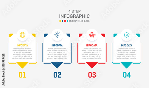 Four Step Infographic element design Vector template for presentation. process diagram and presentations step, workflow layout, banner, flow chart, info graphic vector illustration.
