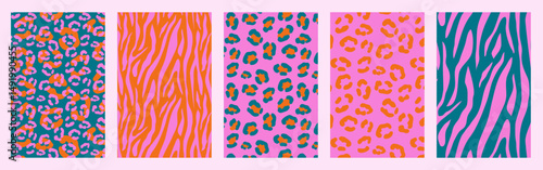 Photography Leopard, Cheetah, Zebra, wild animals print, seamless pattern design